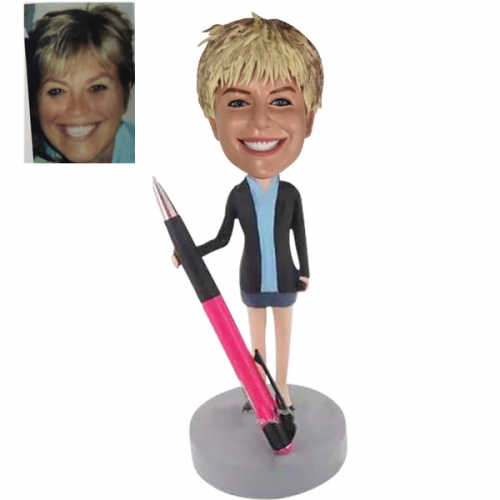 Pen holder bobbleheads custom doll on desk