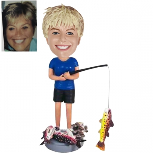 Personalized Bobblehead fishing Female