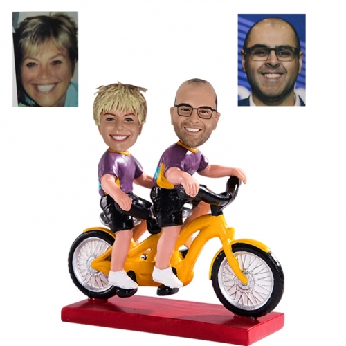 Double Bobblehead Customized couple on bike