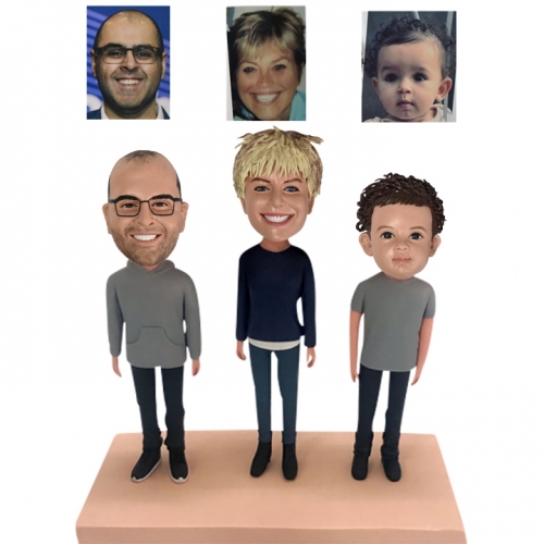 Mother and her two sons Bobblehead dolls Best Gift