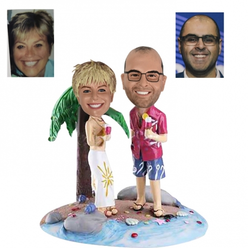 Personalized beach theme Couple Bobbleheads