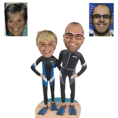 Custom Diver couple bobbleheads scuba diving