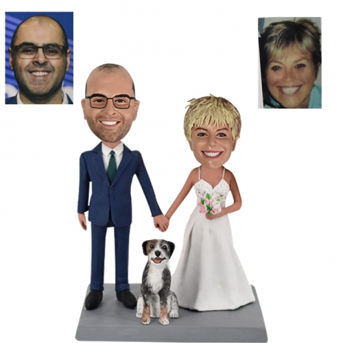 Custom wedding bobbleheads cake toppers