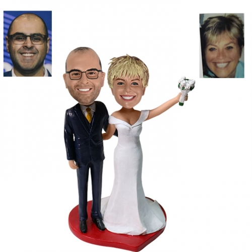 Wedding Bobblehead Customized cake toppers Cheers couple