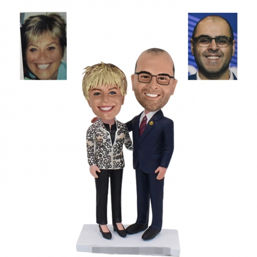 Custom Bobbleheads with Woman in Leopard Jacket