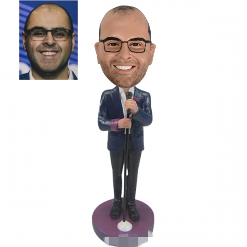 Custom bobblehead with microphone