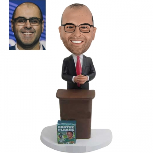 Custom bobblehead before desk