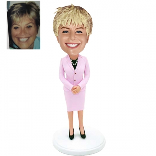 Custom Female Bobblehead in pink suit