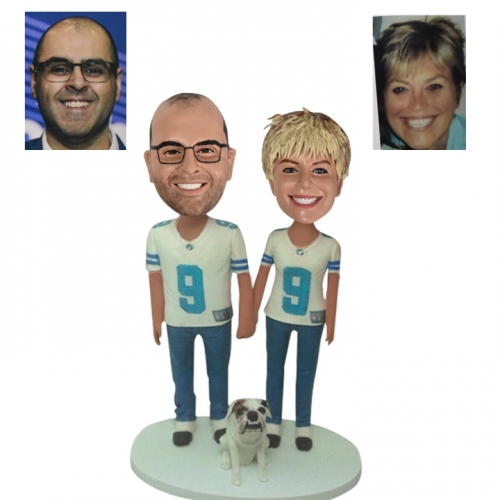 Couple Bobbleheads Football Fan