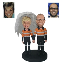Wedding bobbleheads Engineers Wokers