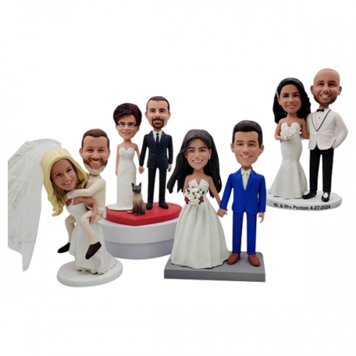 Personalized Wedding Bobblehead Cake Toppers from Photo