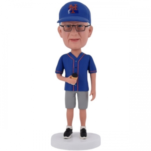 Custom bobble head in Mets Cap Gift for father's day