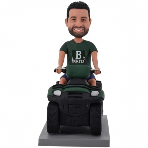 Custom Bobble head sitting in ATV Quad Car Off-Road Vehicle