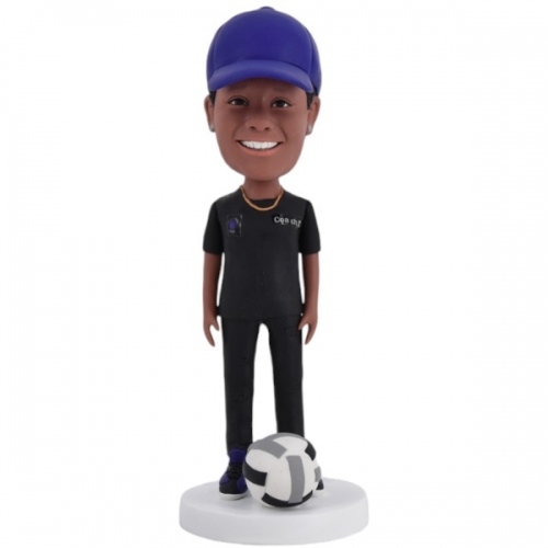 Custom Volleyball Coach Bobble head with ball cap