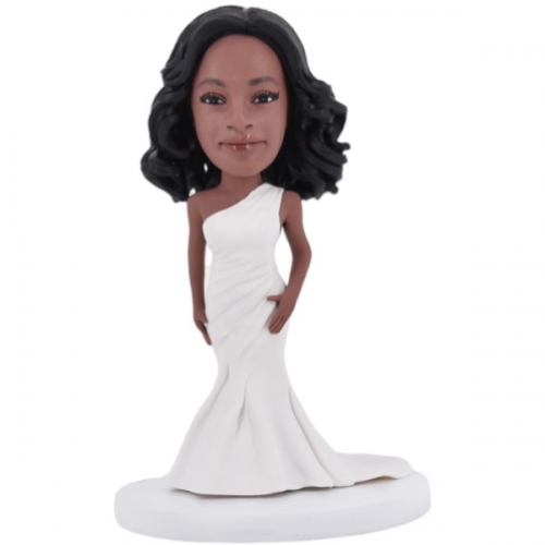 Custom Female Bobblehead in white dress