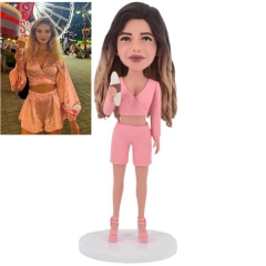Custom Female Bobblehead from Photo holding Ice Cream