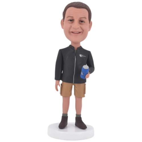 Custom Bobblehead holding Bud Light beer