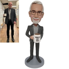 Boss Bobblehead holding cup Custom from photo