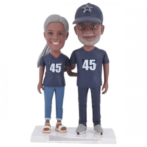 Custom Dallas Cowboys Couple Bobblehead double football fans