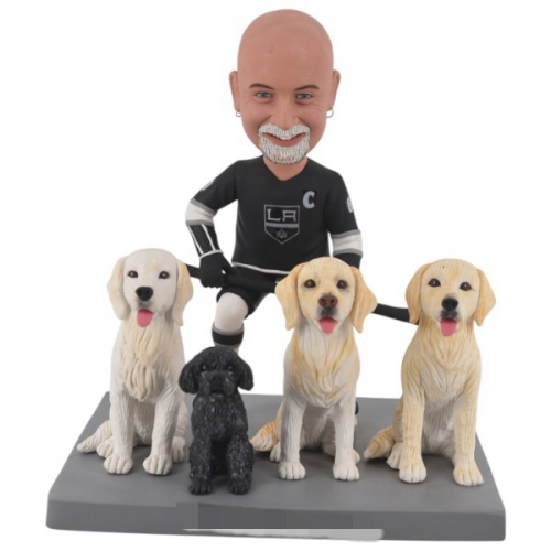 Customized Los Angeles hockey Bobble head for 60th birthday with dogs