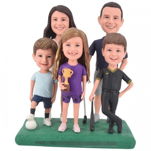 Custom Family Bobblehead gifts for Christmas for five
