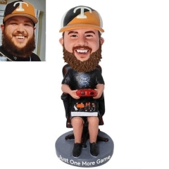 Custom Video Gamer Bobblehead sitting and playing game