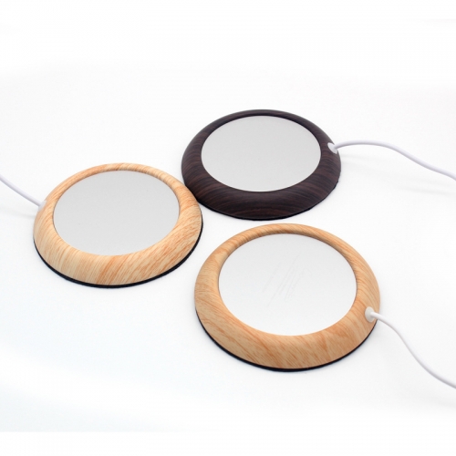 USB cup warmer heating coaster constant temperature coaster creative wood grain coffee hot gift customization