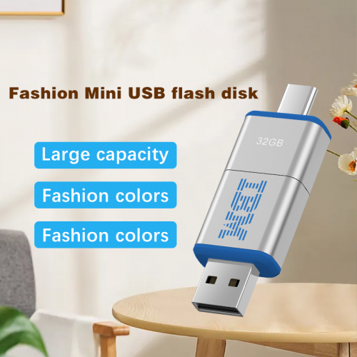 2021 New zinc alloy push and pull U disk two-in-one metal phone Type-c customization Mobile USB flash drives Flexible 2 in 1