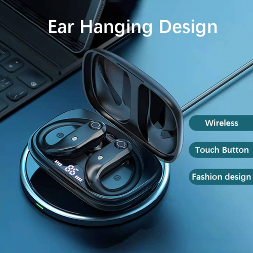 Hot selling TWS wireless bluetooth headset LED display large capacity ultra-long call sports hanging ear comfort earbuds 5.2