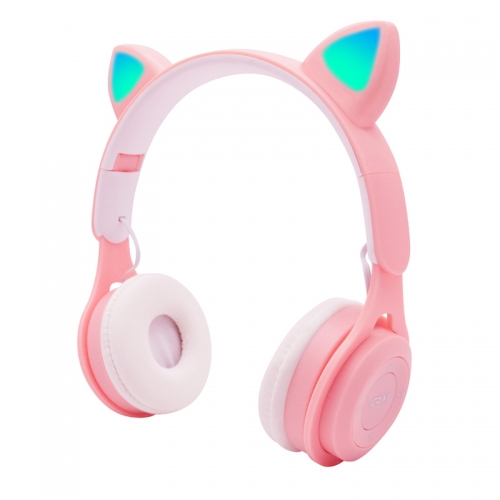 Head-mounted foldable wireless headset cat ear luminous card wireless sports stereo headphone