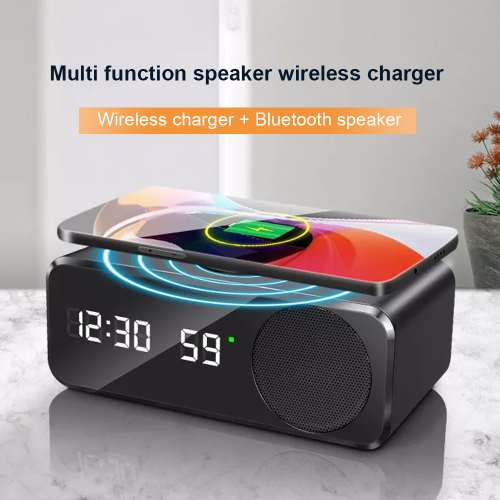 New multifunctional Bluetooth speaker alarm clock wireless charging clock stand 4-in-1 wireless charger