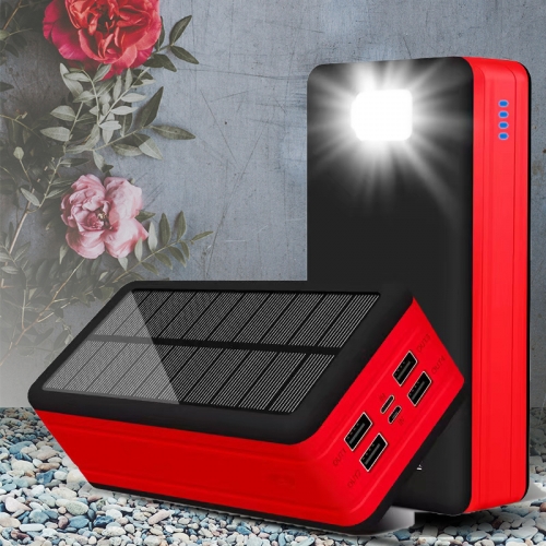 Solar power bank waterproof outdoor camping light large capacity 20000mah-50000mah charging treasure Custom color LOGO