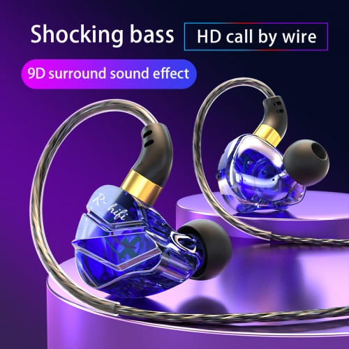Explosive sports headphones in-ear with cable heavy bass gaming computer mobile phone in-line control with microphone earphones
