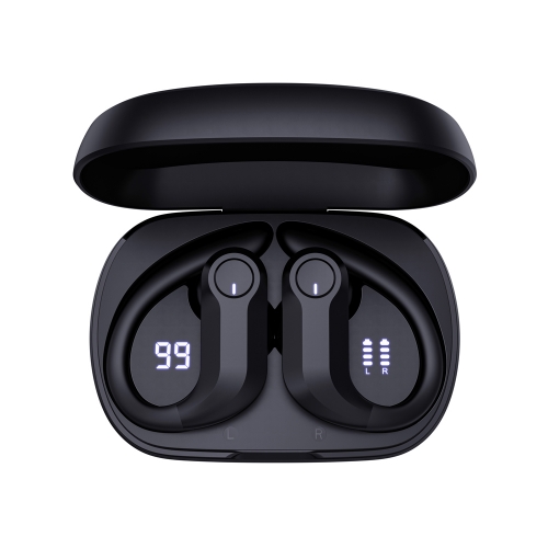 2023 new earhook wireless earphone sports bluetooth earbuds TWS true wireless LED digital display charging case magnetic custom