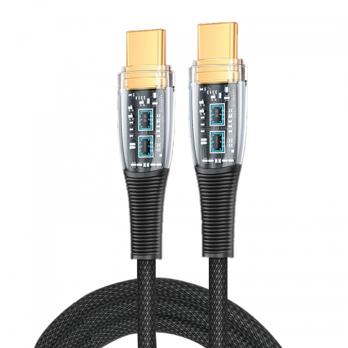 PD100W C-C Transparent data line super fast charge PD30W data cable 1.2m C-L nylon braided cable 480Mbps transmission rate