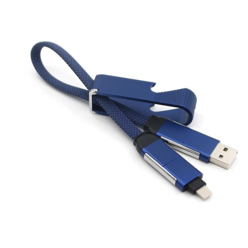 Customized Printing 6 in 1  Fast Charging Data Transmission Cable Mobile Phone to Charging Braided Wire 3A Aluminum Alloy
