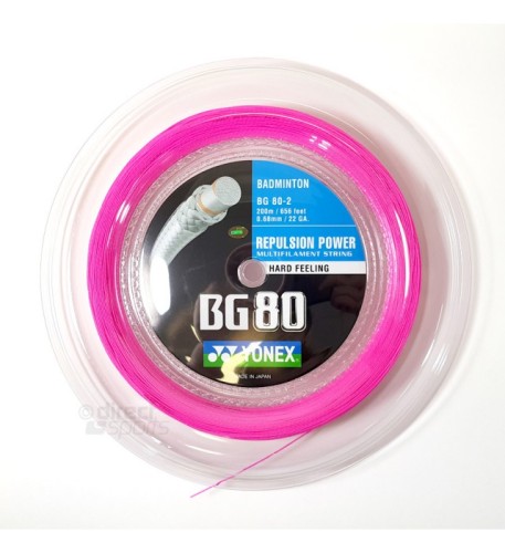 YONEX STRING BG80 B/String Neon Pink  (200m Coil)