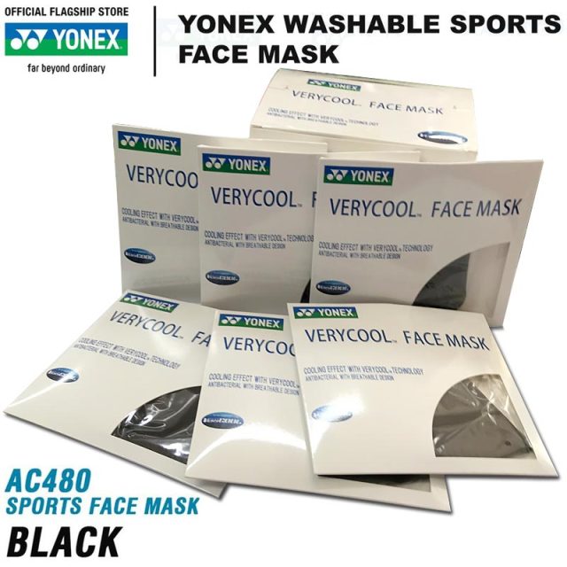 YONEX Reusable Sports Face Mask AC480, Black VERYCOOL