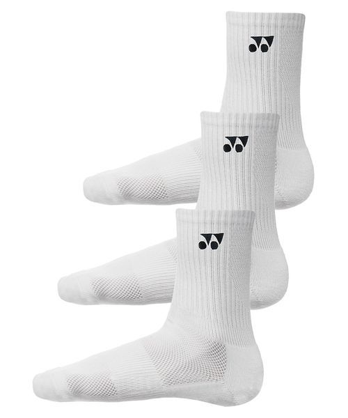 Yonex Crew Socks 8422 (Pack of 3)-White-L (28CM-30CM)