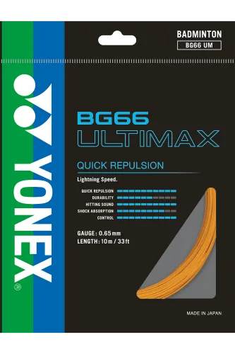 YONEX STRING BG66Ultimax Orange Color  Single Package 10M