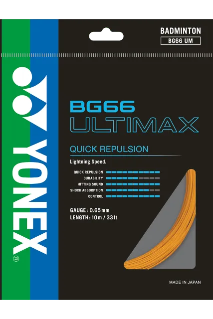 YONEX STRING BG66Ultimax Orange Color  Single Package 10M