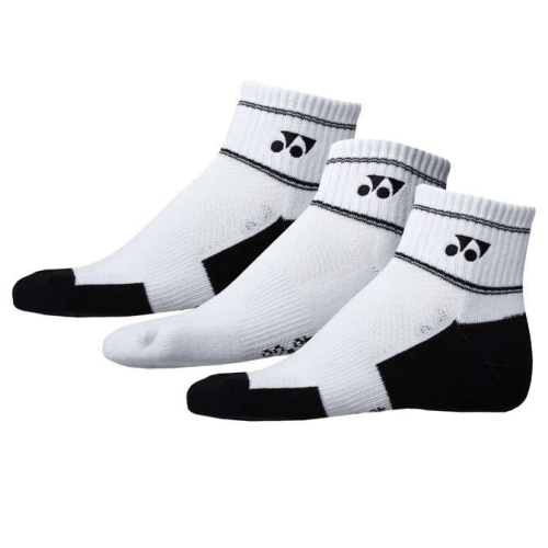 Yonex Crew Socks 8423 (Pack of 3:2 of Black, 1 of White)-M (25CM-28CM)