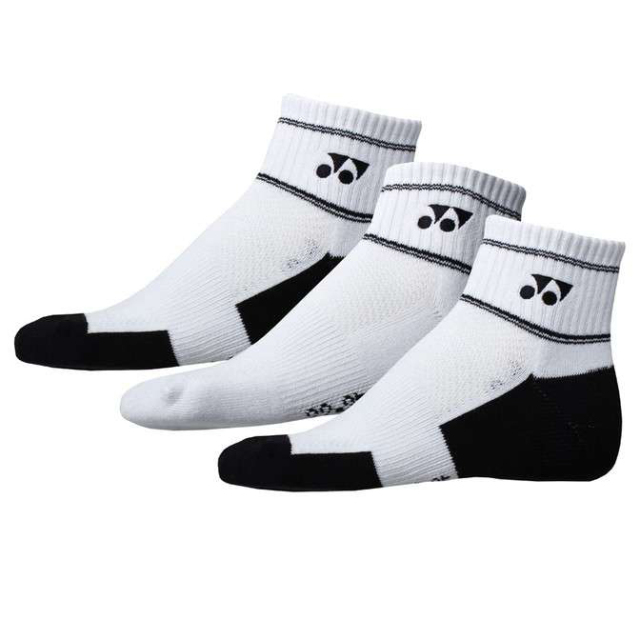 Yonex Crew Socks 8423 (Pack of 3:2 of Black, 1 of White)-S (22CM-25CM)