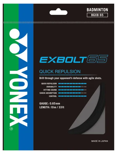 YONEX STRING EXBOLT65 Black color Single Package 10M