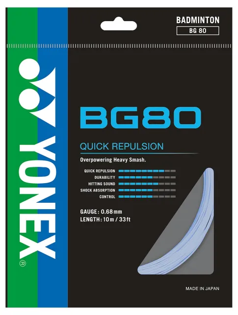 YONEX STRING BG80 Sky Blue Single Package 10M