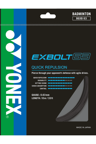 YONEX STRING EXBOLT63 Black color Single Package 10M