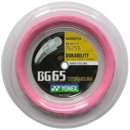 YONEX STRING BG65Ti Pink (200m Coil)