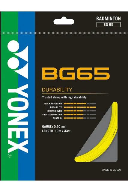 YONEX STRING BG65 yellow Single Package 10M