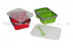 Silicone 2 Compartment Foldable Lunch Box for Outdoor Using