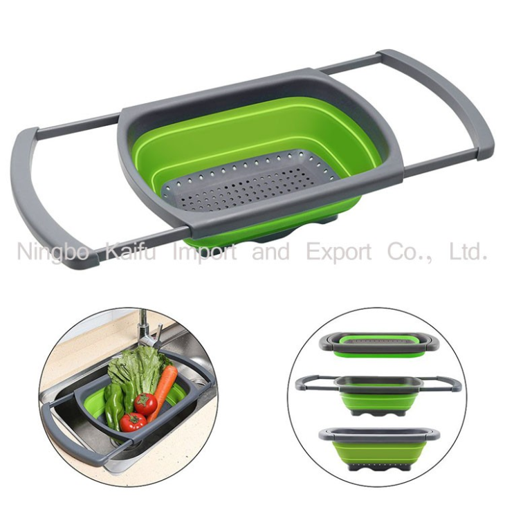 Extendable Handles Colander Kitchen Strainer Foldable Wash Colander Foldable Vegetable Strainer Collapsible Fruit Washing Basket